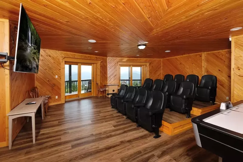 movie room in one of our Smoky Mountain cabin rentals